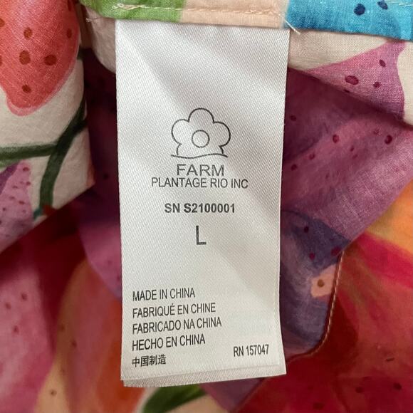 Farm Rio Top Womens Large Pink Orange Marys Garden Floral Tropical Boho Flutter - Picture 10 of 11